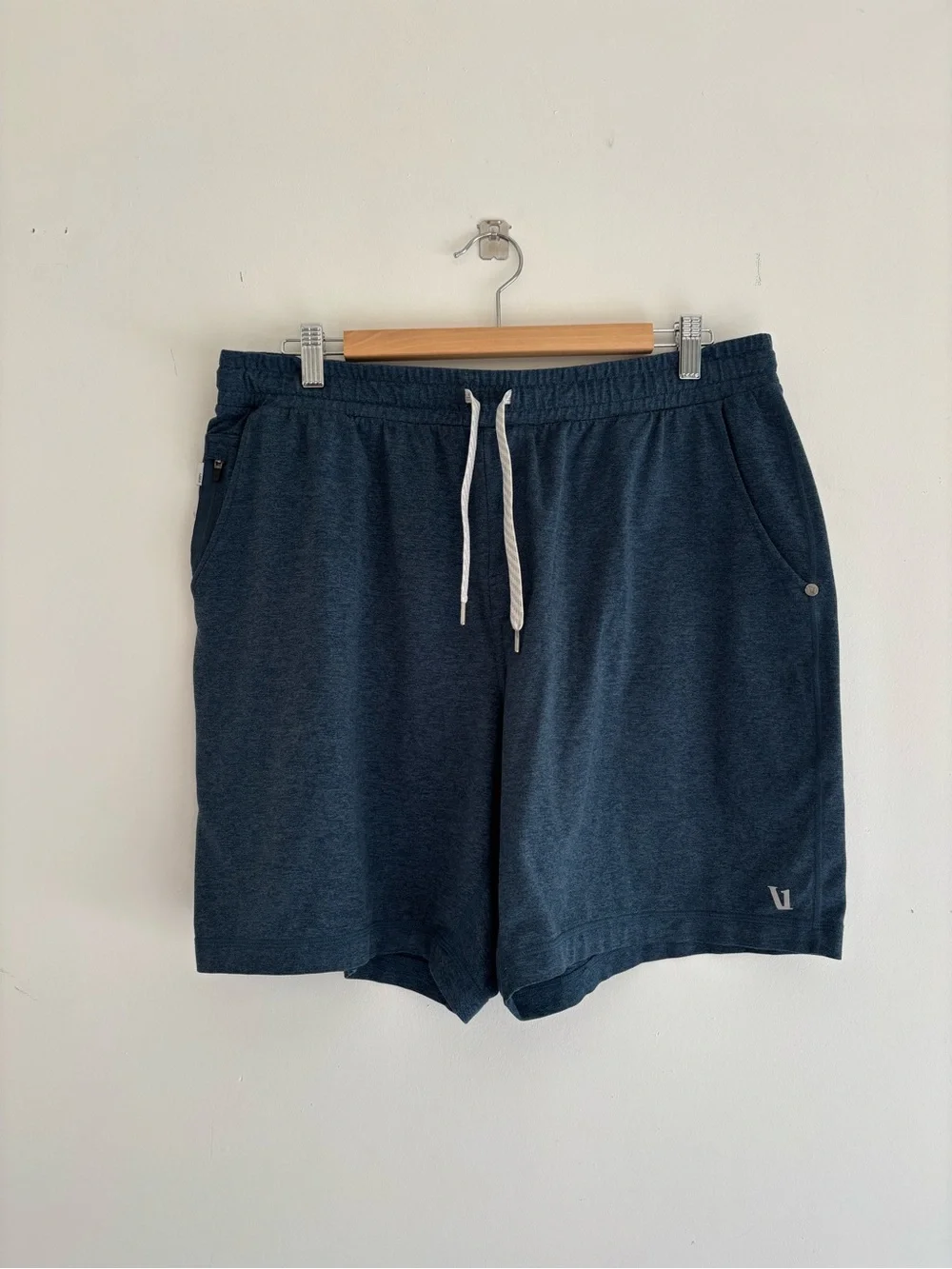 Vuori Heathered Blue Athletic Drawstring Shorts